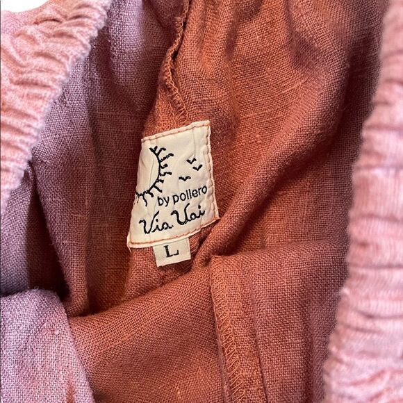 Via Uai by Pollero rose linen top and pants size M/L - Picture 6 of 11